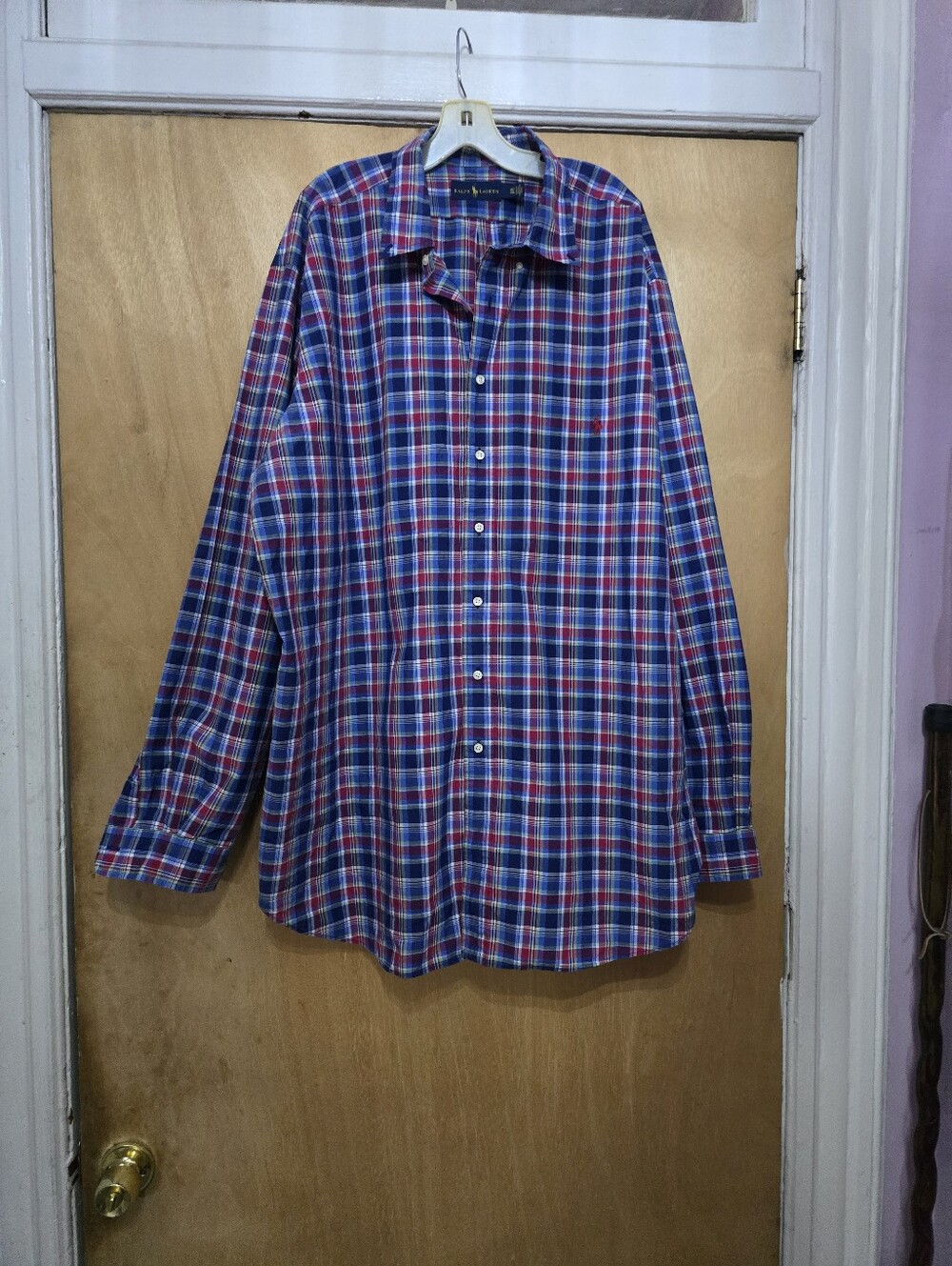 Ralph Lauren Blue and Red Plaid Button-Down Shirt